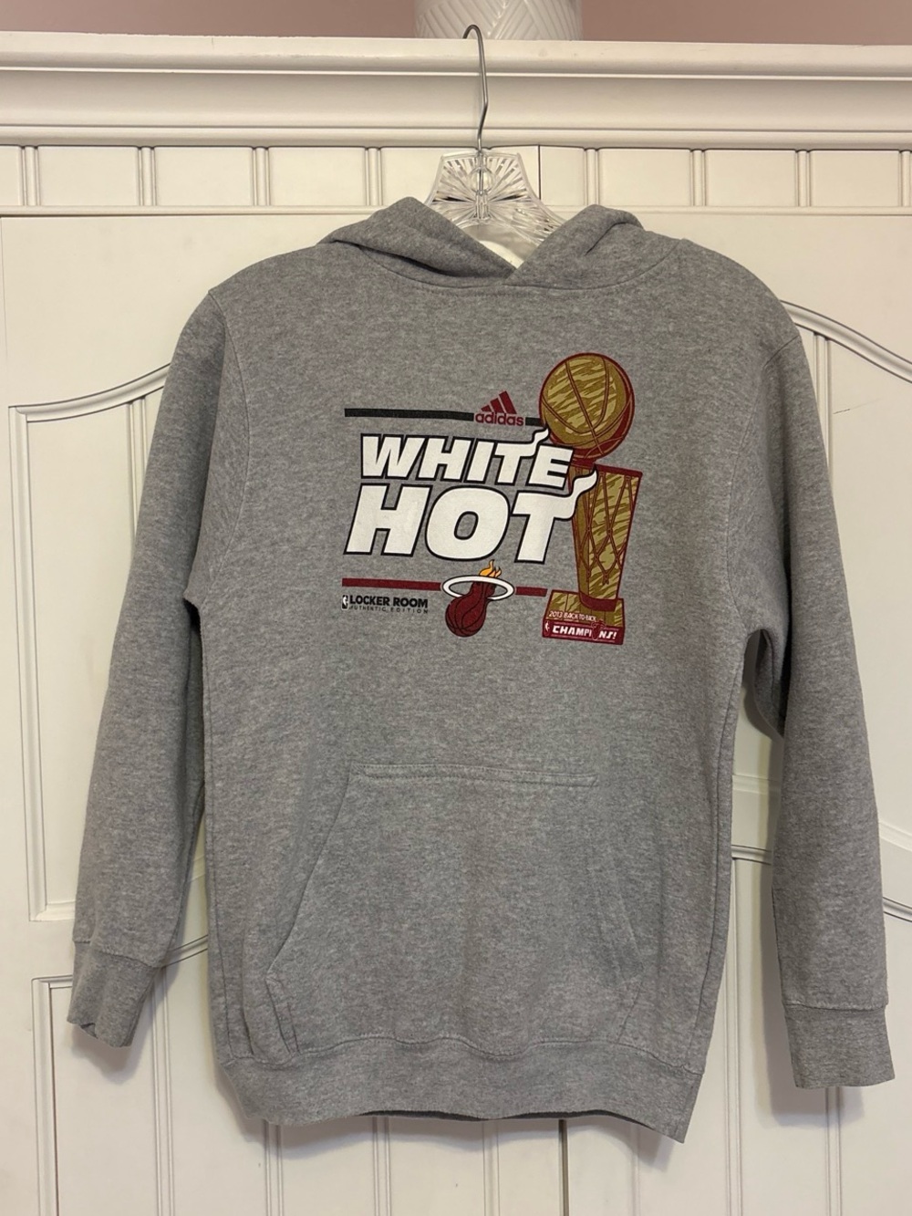 adidas Gray 'White Hot' Miami Heat 2013 Championship Hoodie